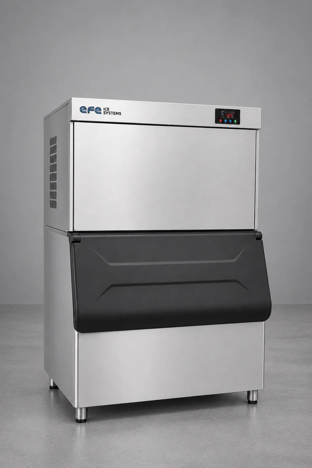Cube ice machine with bin